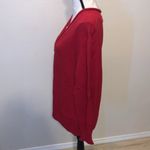 North Crest  red geometric pattern lined neck v-neck sweater Photo 4