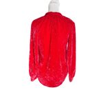 Anthropologie Pilcro x - Puffed Sleeve Crushed Red Velvet Button Down Sz XXS Photo 4