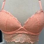 PINK - Victoria's Secret Victoria’s Secret PINK Lace Apricot Push-up Racerback Bralette Photo 2