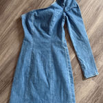 GRLFRND  Blue One-Shoulder Dress Size XS Ellie Denim Mini in No limits Photo 0