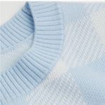 H&M size zmefium Blue and White plaid Knit cropped top sweater short sleeve Photo 5