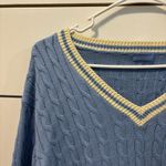 Brandy Melville John Galt Blue & White Cable Knit Sweater Photo 4