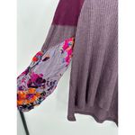 Umgee  Top Women Purple Floral Thermal Long Sleeve Boho Size Medium Raglan Photo 2