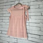Lily White Pink Lace Sleeveless Cap Blouse Size M Sheer Bow Ribbon Y2K Romantic Photo 6