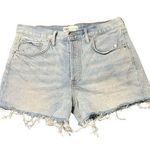ZARA Bootie Jean Shorts Button Fly Raw Hem Light Distressing Cut Offs Size 8 Photo 0
