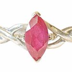 Ruby Women’s .75ct Marquise Cut Synthetic  Ring 10k White Gold Diamond Accents 7 Photo 1