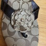 Coach Women's Signature  Slip‎ On Sandals 7B Brown Patent Leather Strap- Flower Photo 8