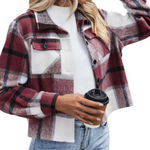 SheIn Women's marion navy and White Plaid cropped Utility Jacket Xs fits like sm Photo 0