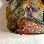 Anuschka Anna Double Handle Shoulder Bag Floral Butterfly Tote *No Crossbody Photo 4