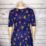 LuLaRoe NWT 3XL Geometric Triangle Print Elbow Sleeve Nicole Fit & Flare Dress Photo 4