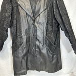 wilson's leather Vintage 80s Wilsons Black‎ Leather Paisley Print Long Sleeve Coat Size M Photo 2