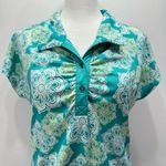 Lola Teal & Ivory Collared Golf Shirt Dress Dolman Cap Sleeves Size Medium Photo 9