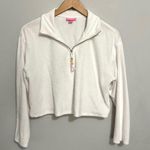 Stoney Clover Lane  Terry Cropped Pullover Sweatshirt 1/4 Zip Size Medium Photo 0