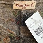 NWT! Studio Gem Taupe Floral Print Semi Sheer Long Sleeve Dress Large Photo 7