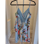 Trixxi Size S Womens Light Blue Floral Wrap Back Zip Up Lined Dress Photo 8
