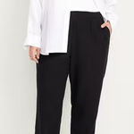 Old Navy High-Waisted Linen-Blend Straight Ankle Pants NEW Black 2X Photo 0