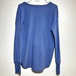 P.J. Salvage  Sweater Ribbed Long Drop Sleeve V-Neck Hi Low Hem Blue Small Photo 3