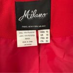 Milano Faux Fur Pom Pom and Satin Rosette Trim Button Down Jacket or Coat, Sz 16 Red Photo 14