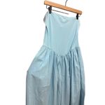 Free People  Onda Drop Waist Tube Midi Dress Size Medium Light Blue Photo 4