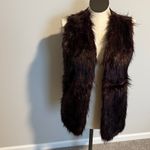 Sebby Collection faux fur sweater vest brown Maroon Black outerwear Size XL Purple Photo 4