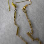 Source Unknown Just WOW 6" Gold Tone Link/Tube Chain Hammered Dics Hook Dangle Boho Earrings Photo 3