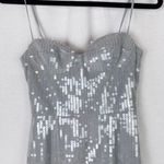 SAU LEE Opal Silver Gray Sequin Gown Bustier Sweetheart Dress US 0 NWT Photo 3