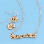 NWT! Viola Ocean Theme Necklace $ Earrings Jewelry Set Gold Photo 0