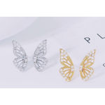 Boutique NEW Gold Plated S925 Half Butterfly Mismatch Diamond Simulate Stud Earrings 0.5” Photo 1