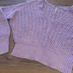 Free People  Best Of You Sweater Womens V-Neck Purple Lilac Open Knit M Medium Photo 4