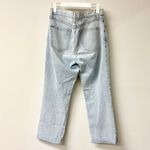 Alice + Olivia  High Rise Distressed Cuff Straight Leg Jeans Light Blue Womens 27 Photo 1