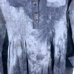 New Directions Womens Tie Dyed Split Neck Roll Tab Sleeve Blouse Blue Size XL Photo 1