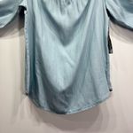 Karen Kane  Light Denim Blue Seascape Off Shoulder Tie Sleeves Blousy Peasant Top Photo 9