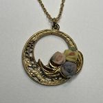 Pink Porcelain Rose Pendant Necklace gold chain 2 sets of Earrings yellow purple Photo 6