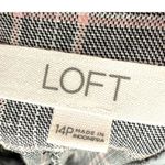 Loft  Plaid Wide Leg Crop‎ Pants Gray Pink Size 14P Career Casual Office Preppy Photo 2