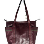 Fossil Caitlyn Leather Tote Handbag Burgundy Brandy Purse Bag Photo 0