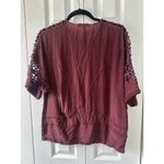 IRO Brynn Short Sleeve V-Neck Blouse Top Burgundy - size 36 / Small Photo 6