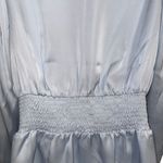 EXPRESS Gorgeous Baby Blue L/S Draped Fabric Top Blouse Satin NWT $68 Size Small Photo 7