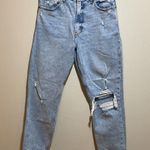 Abercrombie & Fitch SHORT Mom High Rise Distressed Denim Jeans Light Wash 27/4 Photo 4