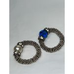 Set‎ of Two Silver Tone and Bead Stretch Rings Silver Photo 3