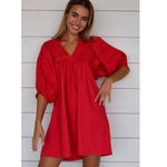 Never A Wallflower Poplin High Neck Dress red Sz M Size M Photo 1