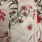 George White & Pink Floral Sheer Long Sleeve Button Down Shirt Photo 3