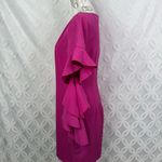 Badgley Mischka  Belle Pink Ruffle Bell Sleeves V-Neck‎ Cocktail Dress Size 10 Photo 5