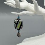 Vtg Iridescent Electric Blue Green Black Glass Purse Zipper Pull Elephant Charm Size 0 Photo 0