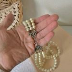 Pearl Three Strand Necklace Vintage “Vella” P with Silver Snake Clasp Bauble Classic White Photo 3
