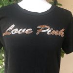 PINK - Victoria's Secret Victoria’s Secret Pink  Oversized Rose Gold Bling Tee T-shirt Short Sleeve Photo 2