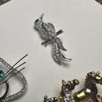 Rhinestone Brooch Pin Bird, Galloping Horses, Kitty Cat Face Lot Of 3 Animal Photo 8