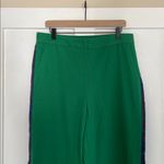 Rachel Zoe High Rise Wide Leg Side Stripe Pull On Linen Pants in Green Size L Photo 3
