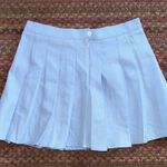 LIGHT BLUE COTTON PLEATED SCHOOL GIRL MINI SKIRT Photo 1
