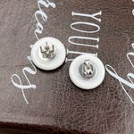 1960s Millefiori Floral Glass Earrings – Vintage Cabochons on Stainless Posts White Photo 3