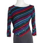 St. John St. John Evening Sequin Stretch Knit Asymmetrical Top Size 8 Cocktail Party Photo 4